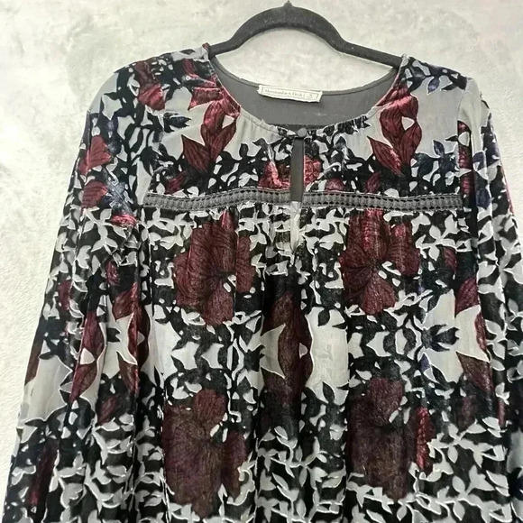 Abercrombie & Fitch Mini Dress S Floral Burnout Lined Black Burgundy Whimsigoth - Picture 11 of 14